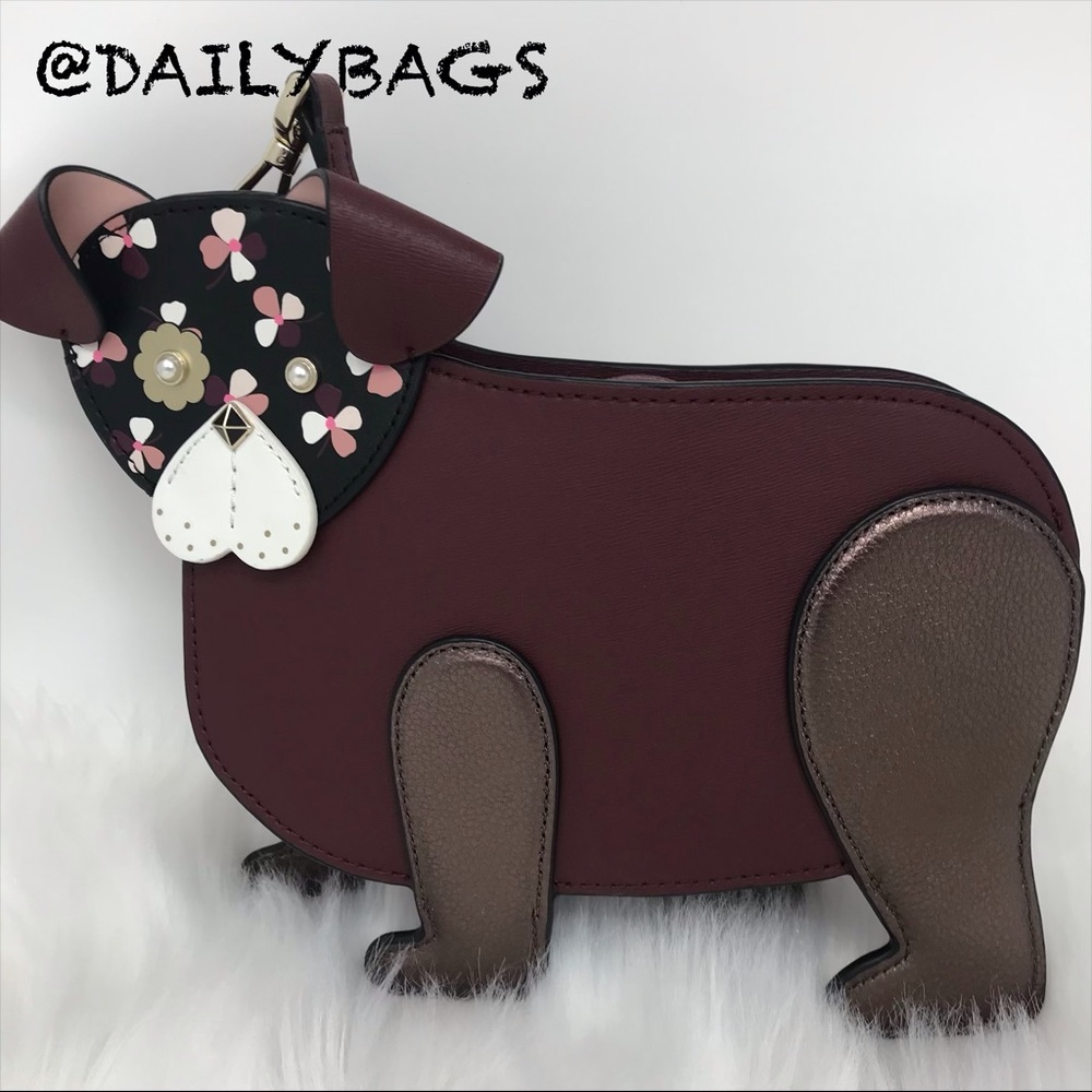 KATE SPADE DOG CROSSBODY PUP FLOWER BROWN WALLET - Picture 6 of 8